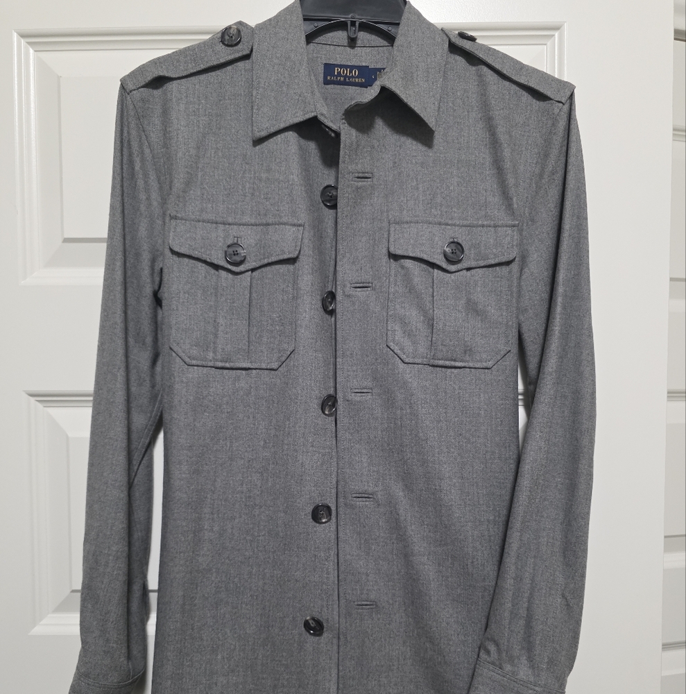 Ralph Lauren Charcoal Button-Up Shirt Jacket